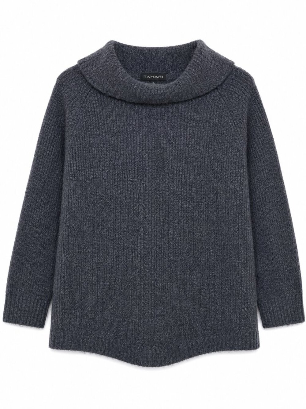 Tahari Merino Wool Blend Sweater Women’s XL Cowl Neck Grey Warm Cozy Heavy